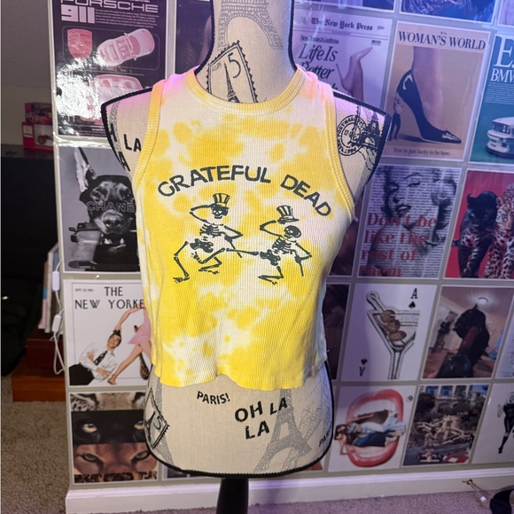 Grateful Dead Yellow and White Women's Tank Top - Picture 2 of 3